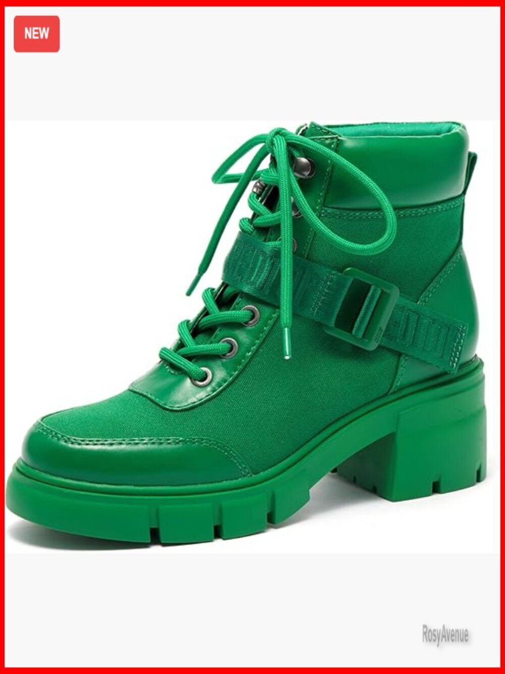 Women's Combat Boots Chunky Lug Sole Ankle Boots Lace Up Buckle Casual - Picture 1 of 7